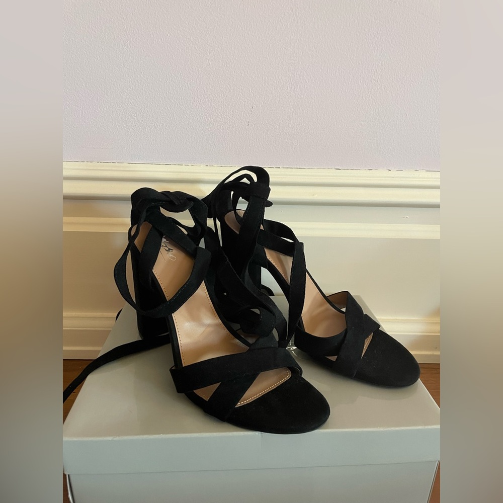 Black Wrap Open Toed Heels